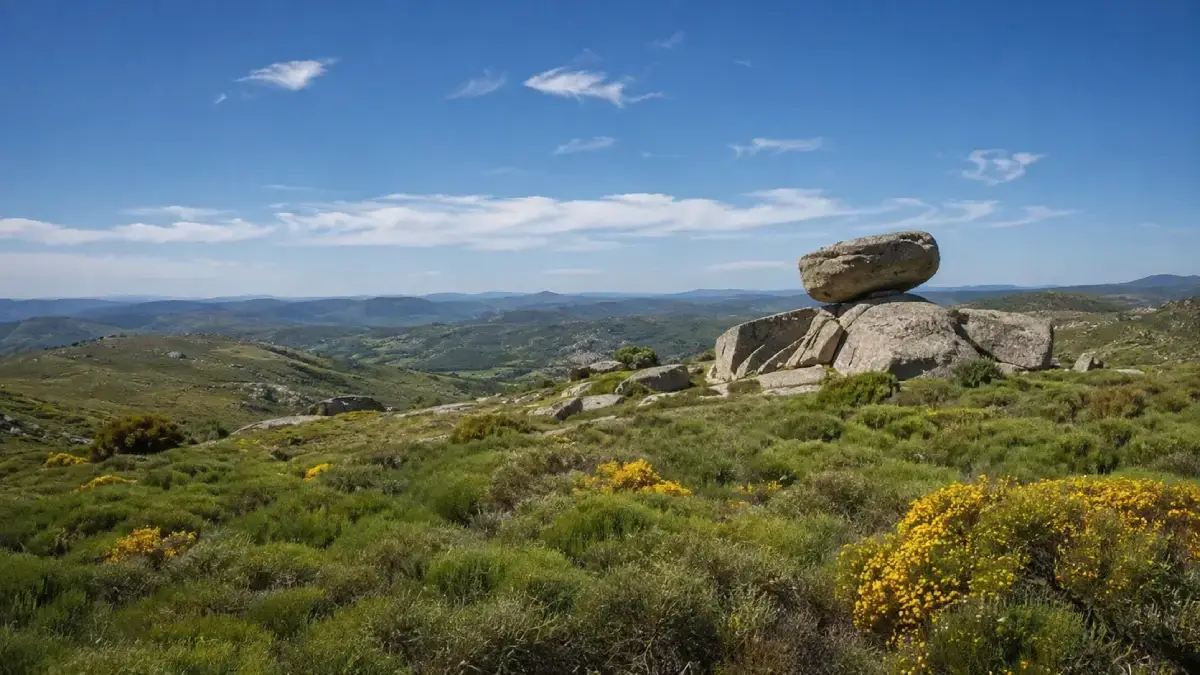 Chaos de granit et pelouses fleuries sur les crêtes du mont Lozère